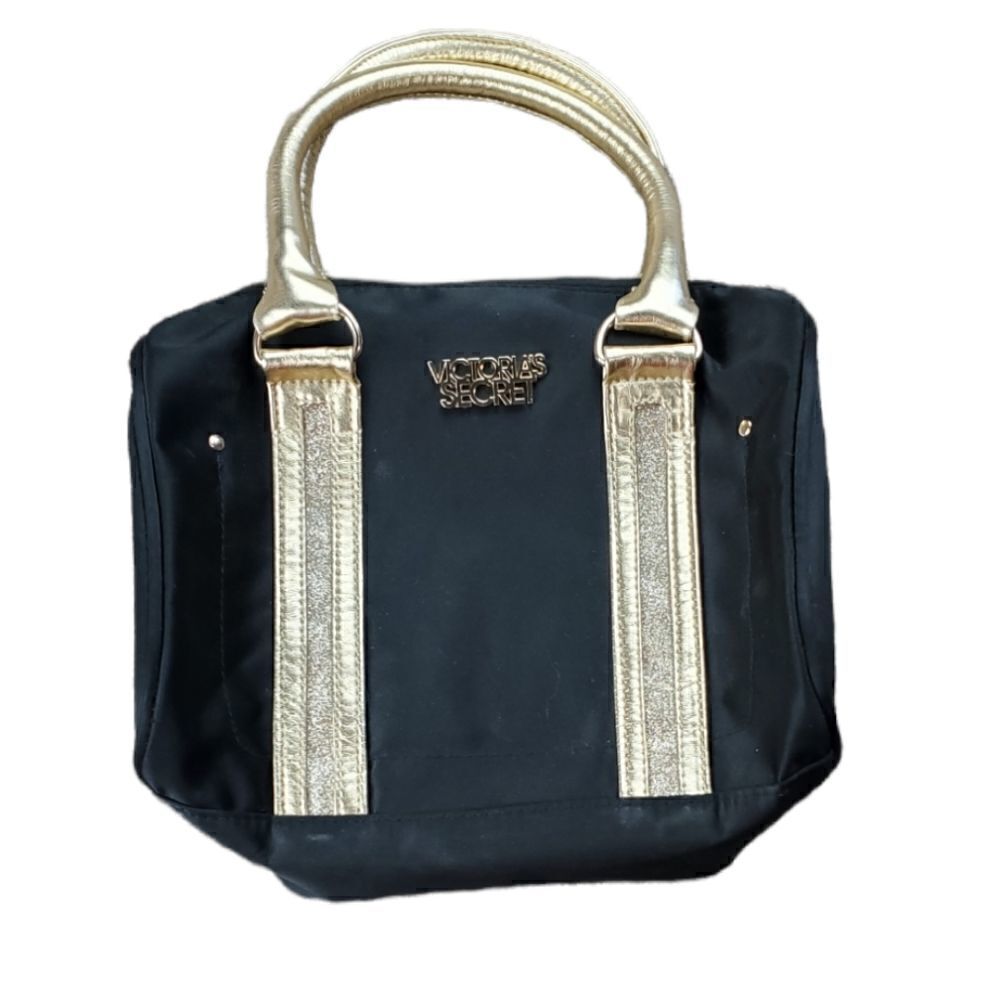 Victoria's Secret Black & Shimmery Gold Hand/Costmetic Bag